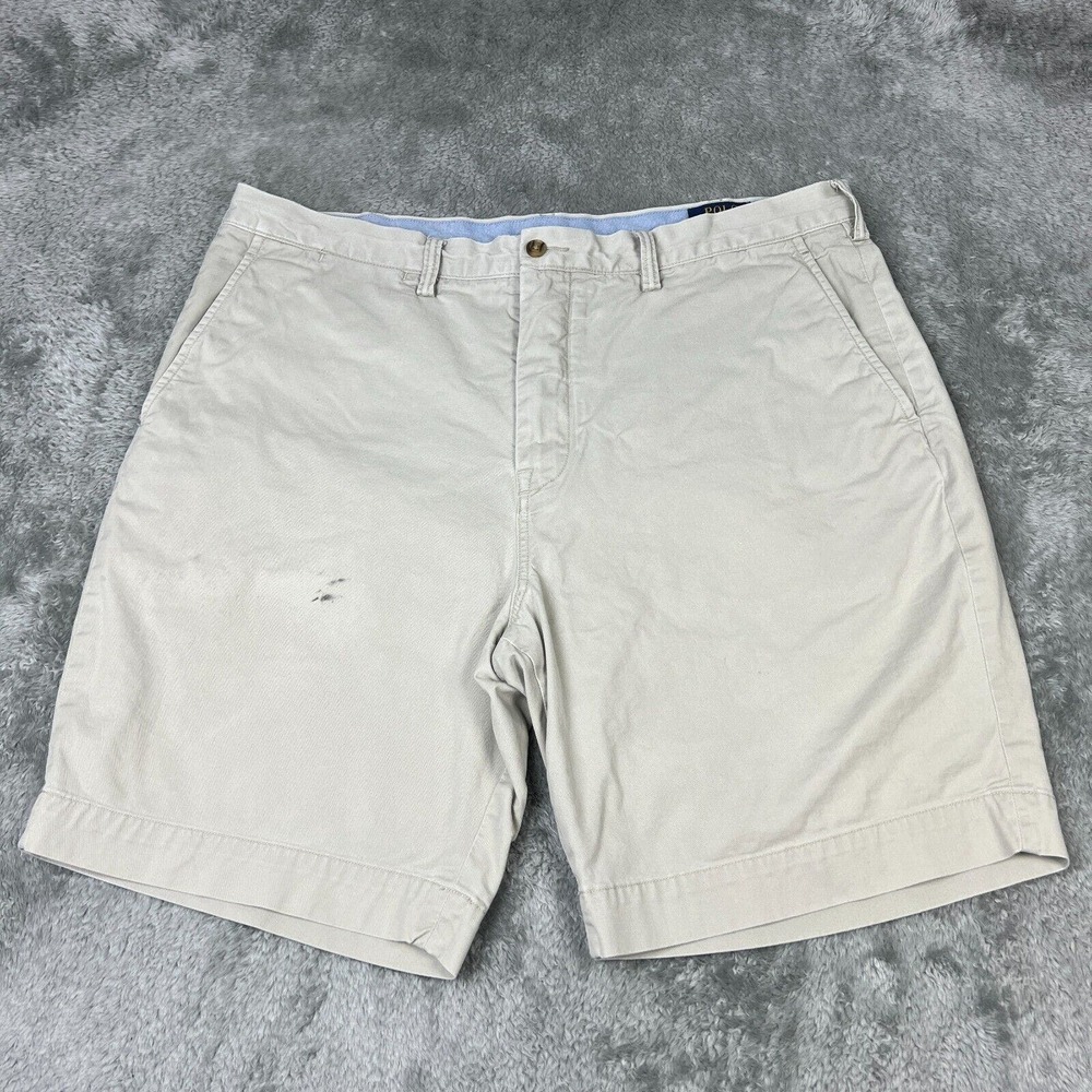 Polo Ralph Lauren Shorts Mens 35 Beige Stretch Classic Fit Cotton Chino Preppy